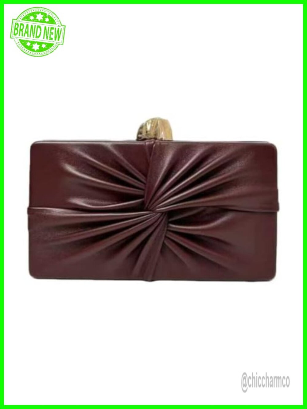 Vintage Ruched PU Leather Clutch Purse Evening Bag Crossbody Chain